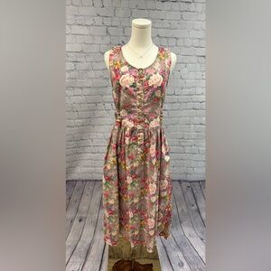 Vintage Floral Sleeveless Dress Size Medium